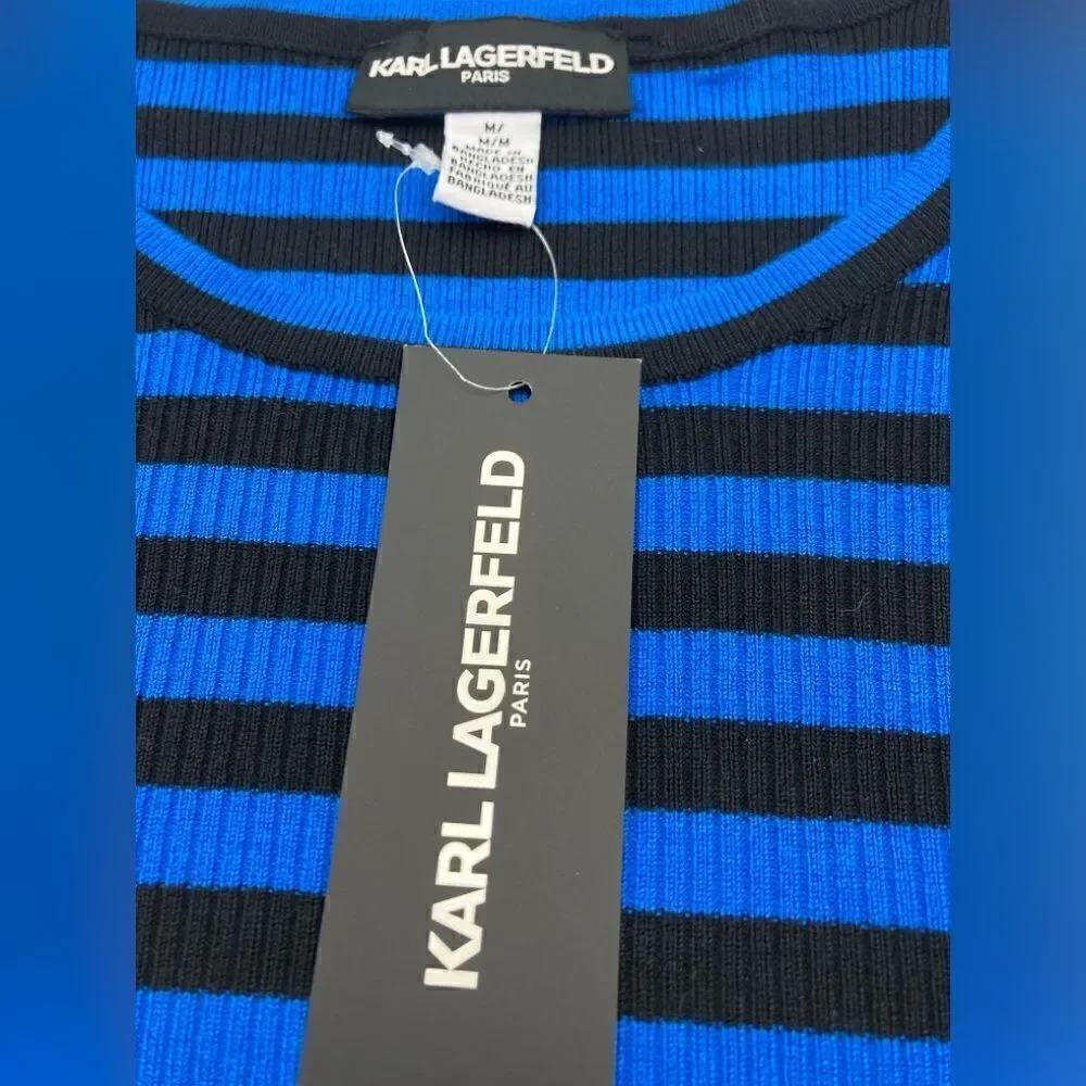 NWT Karl Lagerfeld Paris Signature Stretch Knit Sweater Size M